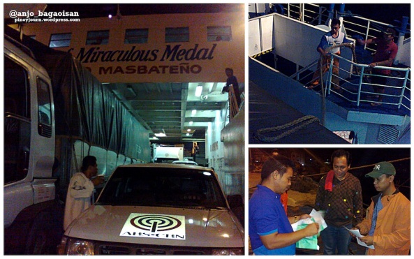 ABS-CBN field operations crew and vehicles boarding the M/V Lady of Miraculous Medal in Pioduran, Albay (Shots taken on June 15, 2013 by Anjo Bagaoisan)